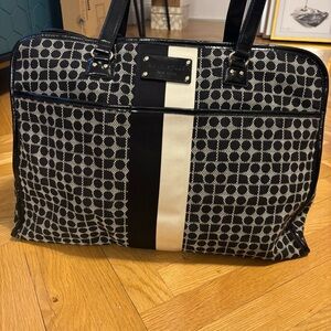 kate spade black and white patterned overnight bag 14” tall x 20” wide x 8” deep